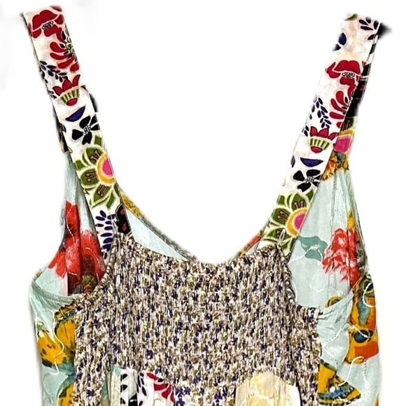 Blue Sky Dress Women's Medium Vintage Y2K Floral Patchwork Embroidered Boho - Picture 10 of 16